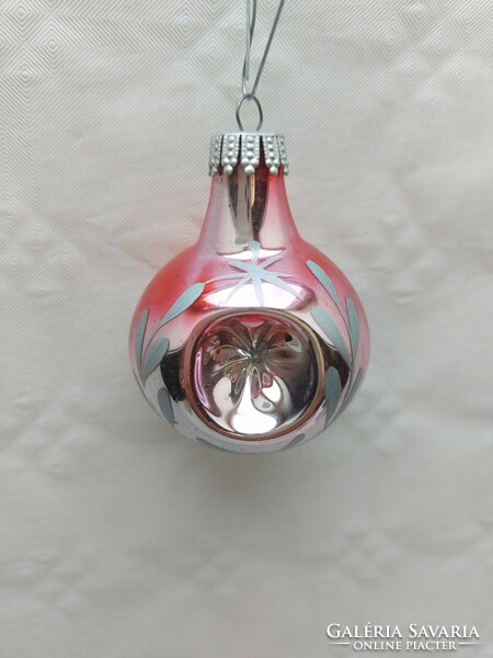 Retro glass Christmas tree ornament indented sphere glass ornament