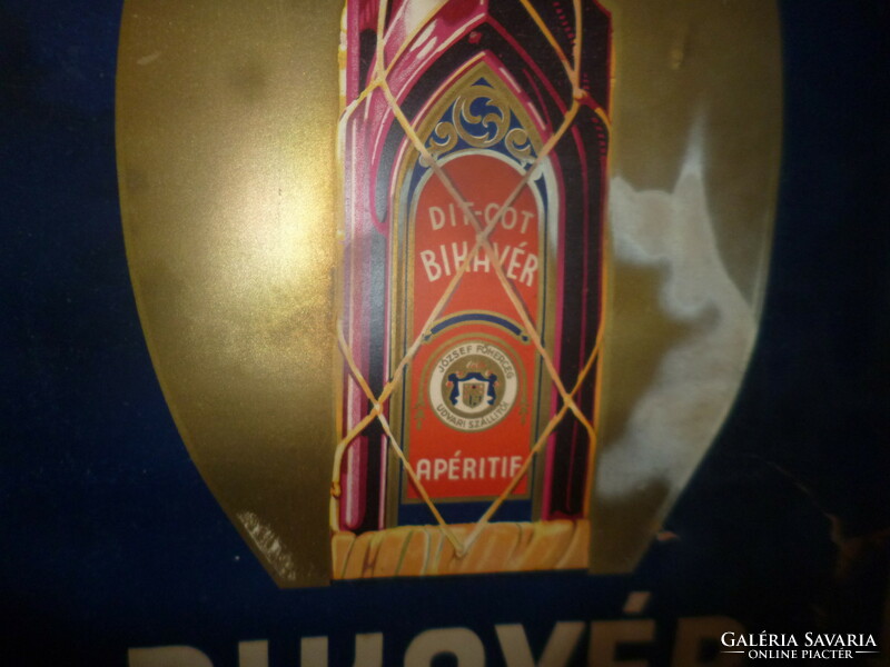 Antique dit got bull's blood gastric liqueur advertising cardboard poster