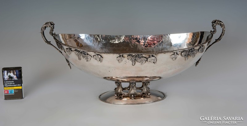 Silver boat bowl with grape pattern