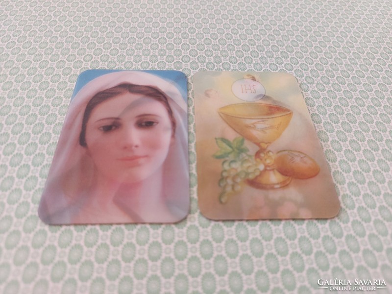 Old religious dimensional pictures Mary Jesus card 2 pcs