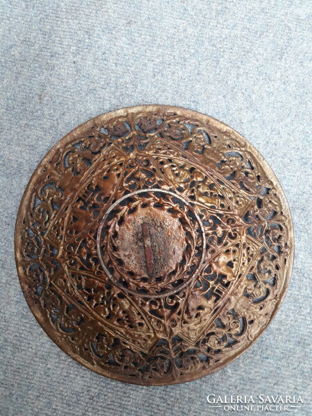 Old large openwork cast iron bowl plate