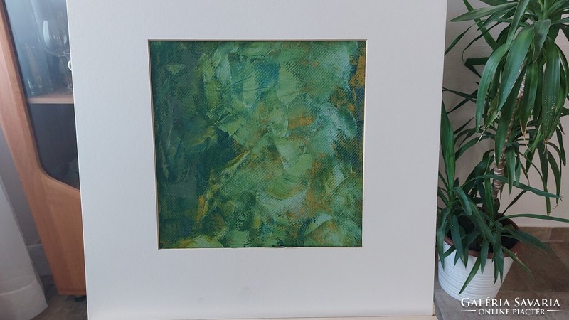Nice signed abstract painting with 52x52 cm frame