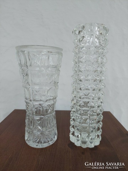 Retro cast glass vases, 12 cm and 22 cm