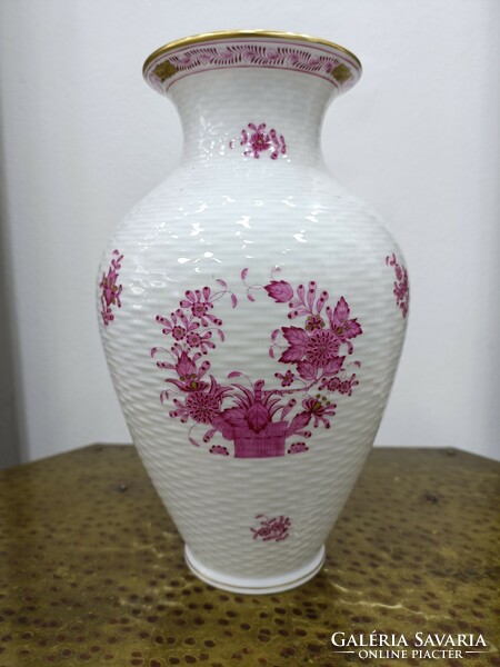 23.5cm Herendi váza, indiai kosármintával