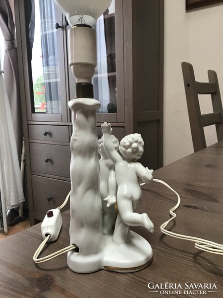 Régi GEROLD Bavaria porcelán puttós porcelán lámpa