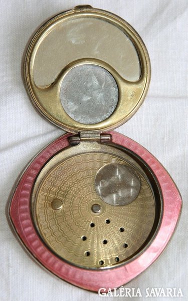 Antique silver enameled powder holder curio
