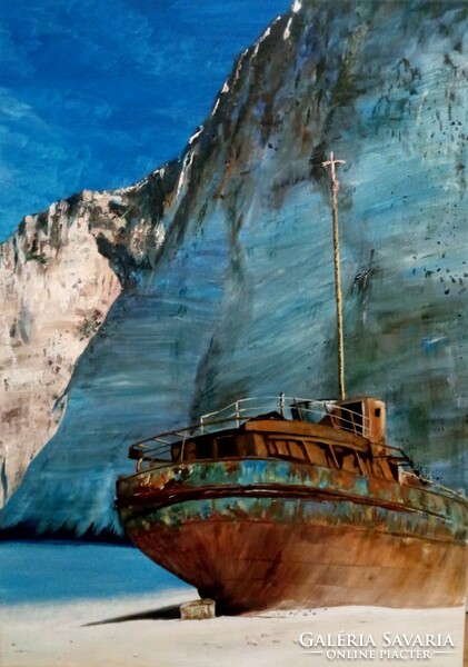 "Zakynthosi hajóroncs" 70x50 Olaj, vászon