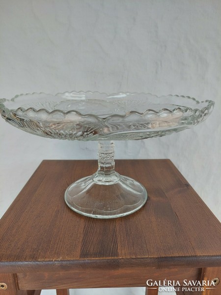 Large retro molded glass cake plate, cookie plate, serving tray
