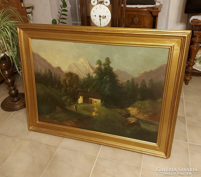 Antique Biedermeier romantic landscape! 90X120cm.