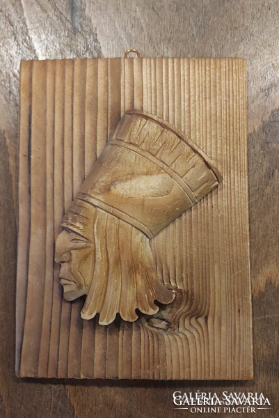 Indian head - carved wooden wall decoration