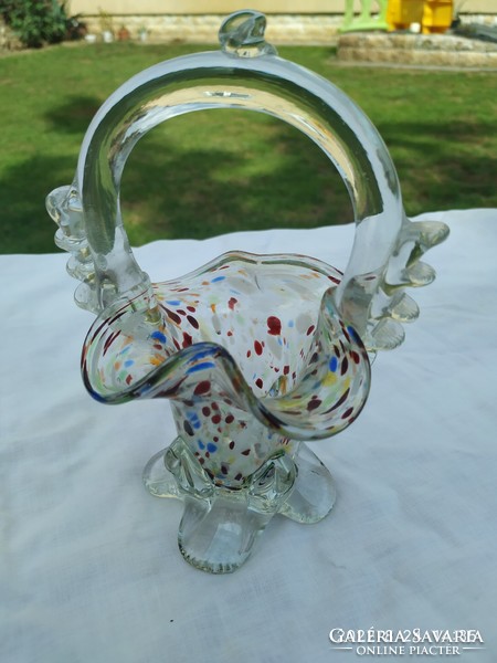 Murano-style colorful glass basket, candy dispenser, 20 cm for sale!
