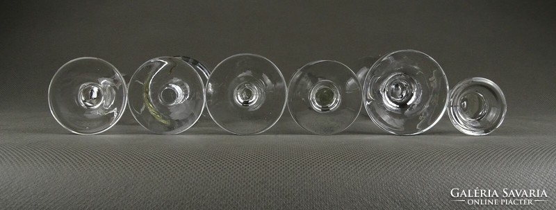 1K146 Régi vegyes talpas röviditalos üveg pohárkészlet 6 darab
