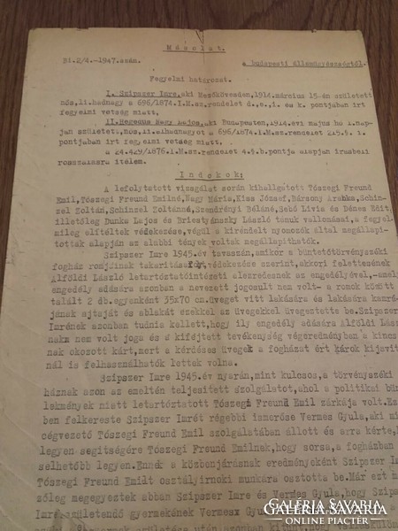 1926- 1946. Büntetés végrehajtás Zalaegerszeg- Markó utca 4 db eredeti aláírású, pecsétes dokumentum