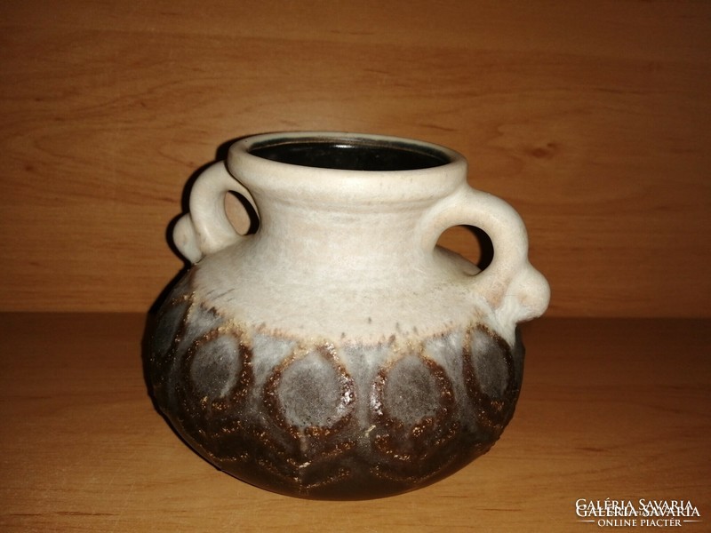 Retro Német jelzett füles kerámia váza 10 cm (19/d)