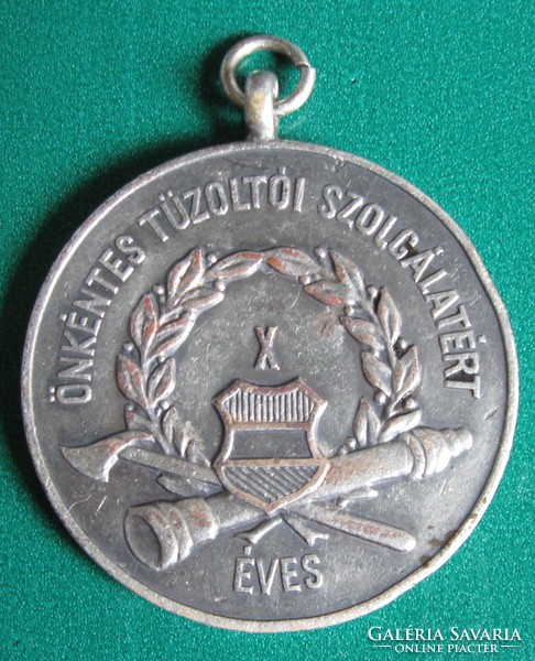 Medal for 10 years of voluntary fire service in 1958. And 150 years old commemorative medal of the fire department 50 ft.