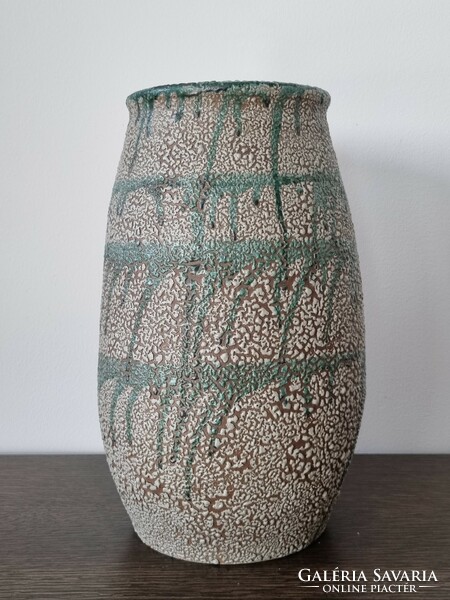 Collector's ceramic vase with shrink glaze, marked - 32 cm