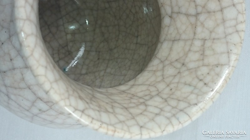 Igazán szép repesztett mázas pocakos kerámia váza, XX.szd második fele.