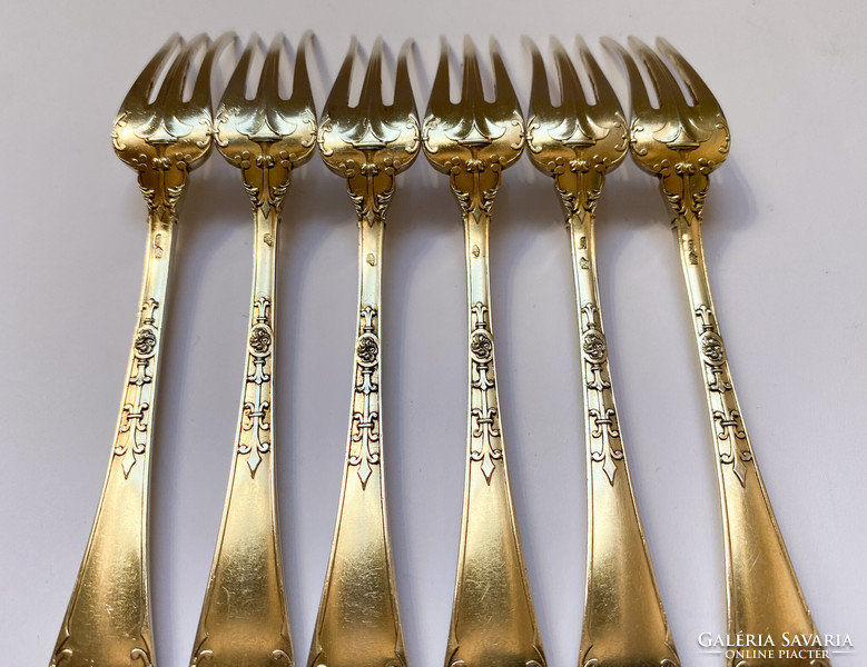 Christofle gold-plated silver fork set!