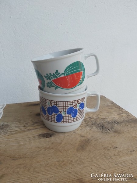 Rare plum fruit cocoa mug, nostalgia collector's item, village peasant decoration