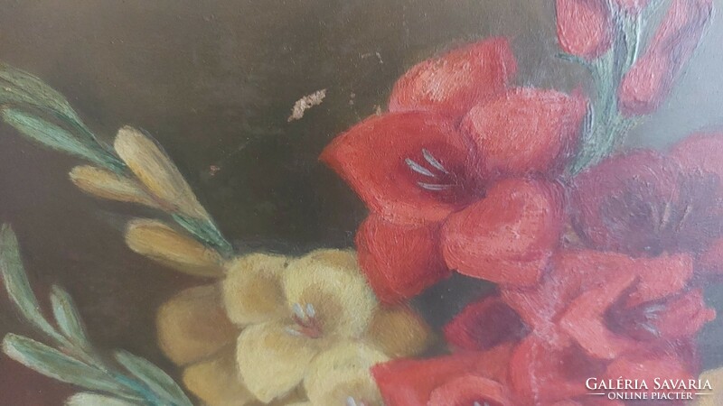 (K) Szép szignózott virágcsendélet festmény 56x65 cml Pankotay Anna