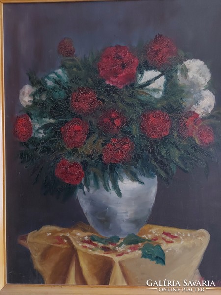 Signed still life painting 140, perhaps József Bujáki?