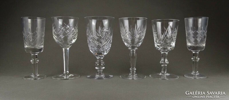1K161 old mixed polished stemmed liquor glass set of 6 pieces
