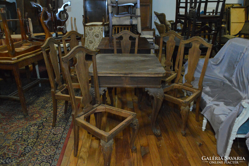 Antik Barokk asztal+6db szék