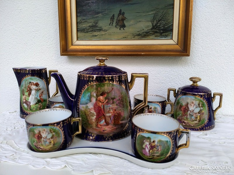 Fantasztikus monarchiás Royal vienna  teás készlet 1850-es évekből