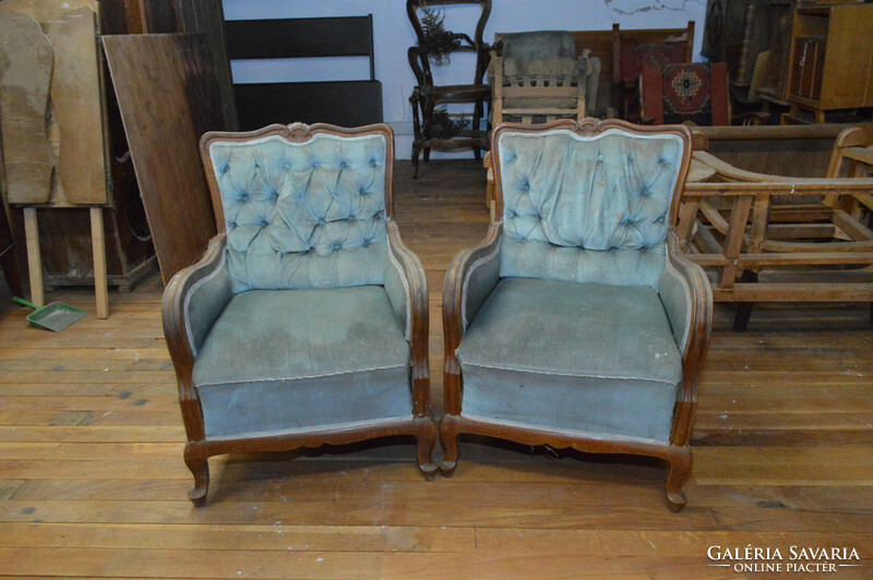 2 antique baroque armchairs + 2 chairs