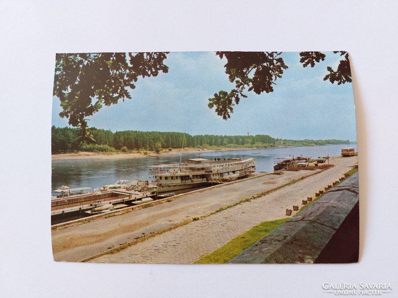 Old postcard 1973 blonde Tisza boat landing ship Szeged ship