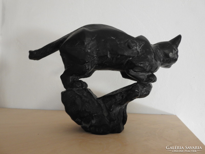 Black panther - - marked ceramic sculpture _ unknown creator