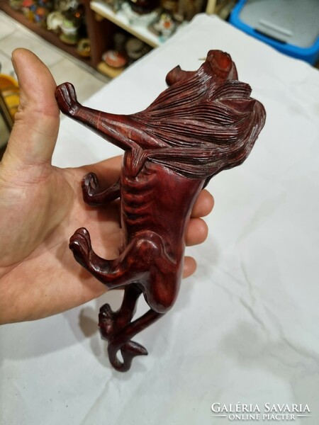 Chinese wooden carved lion figure