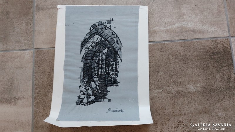 (K) Jerusalem original embroidered picture 22x36 cm!