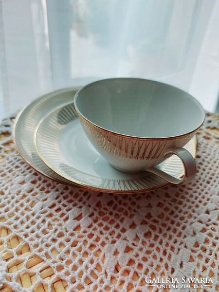 Német Winterling Kirchenlamitz porcelán teás reggeliző szett, elegáns arany mintázattal, jelzett