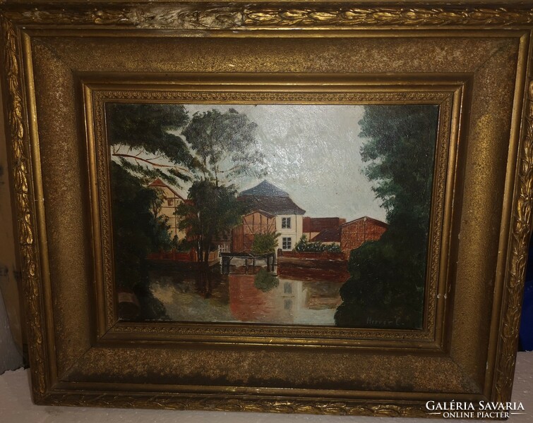 Antique painting, Hungarian painter