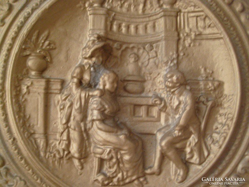 M1-12 Hatalmas Rokokó  53 cm -es  jelenetes gyönyörű szobor kép  falidísz kuriózum ritkaság