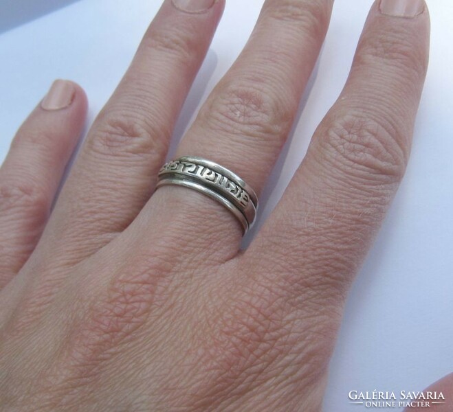 Forgatható mantrás, feliratos ezüst gyűrű