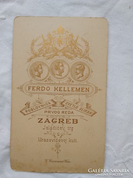 Antique sepia cdv/business card/hardback photo soldier portrait, studio of Ferdo Kellemen, Zagreb