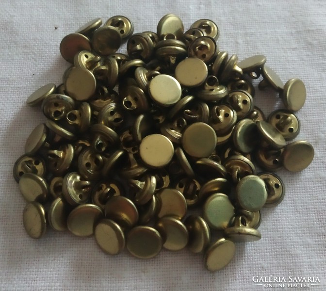 Retro metal, brass-colored flat button 11 mm
