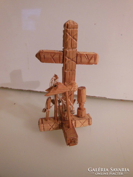 Wood - cross - 9 x 5 x 5 cm - hand carved - old - German - perfect