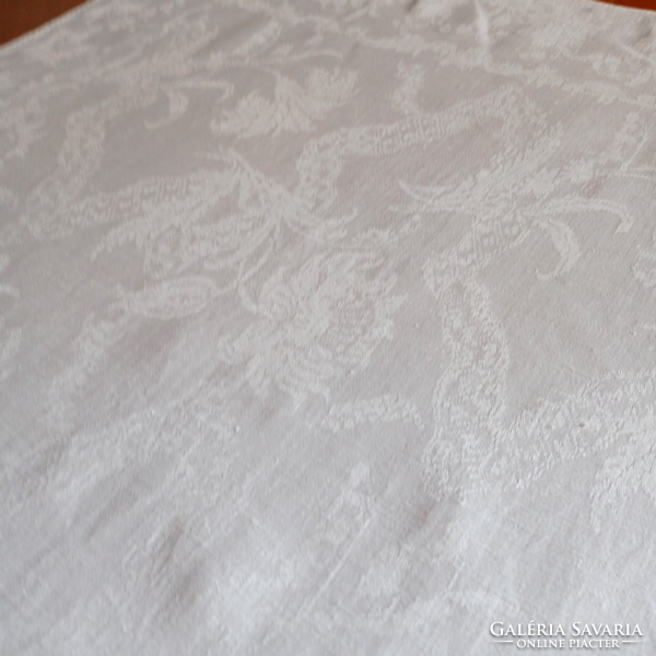 Antique silk damask tablecloth, 90 x 80 cm