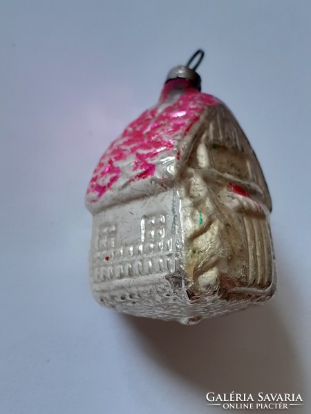 Old glass Christmas tree ornament silver cottage glass ornament