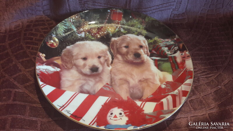 Dog porcelain plate, Christmas decorative plate (l2917)