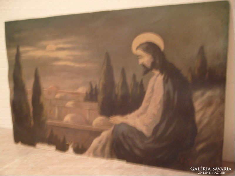E10 Jézus az olajfák hegyén olajfestmény 68 x 48 cm KUDELÁSZ KÁROLY