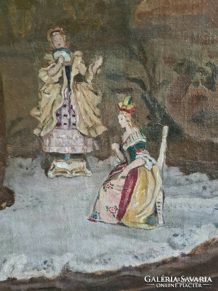 Pál Jávor (1880 - 1923): still life with porcelain figures