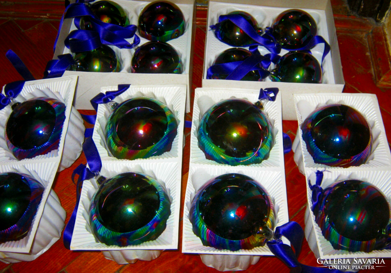 Vintage blown glass Christmas tree decoration package rainbow