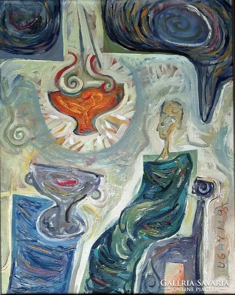 Ughy Miklós: "Magány" -eredeti olaj-vászon festmény 1995-ből