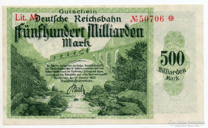 Németország Reichsbahn Karlsruhe 500 milliárd Márka, 1923, hajtatlan