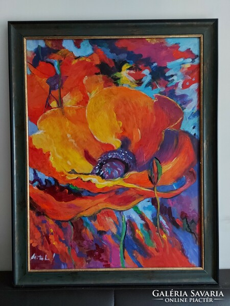 Poppy, signed painting 195