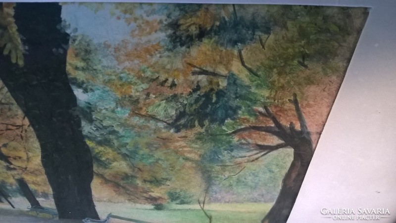 (K) beautiful aqua painting with frame 60x50 cm